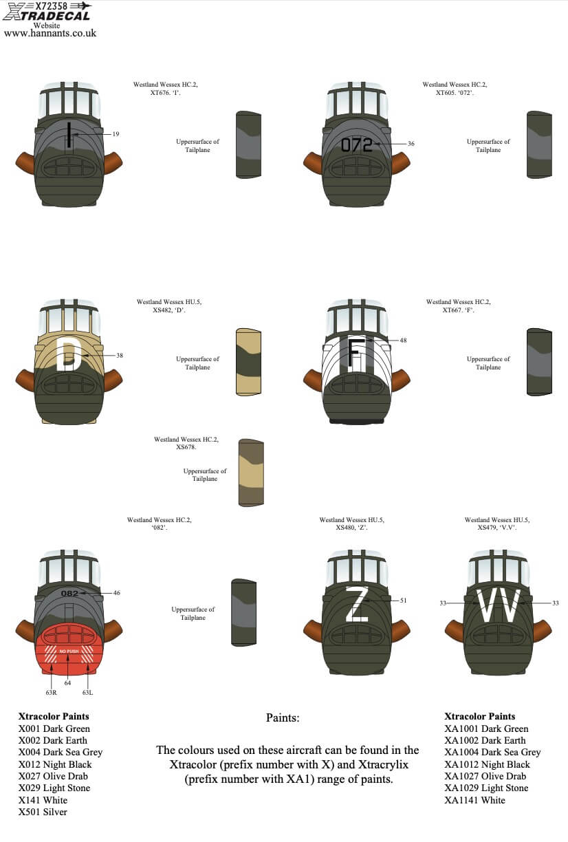 1:72 Westland Wessex Collection Pt1 Decals X72358 Xtradecal