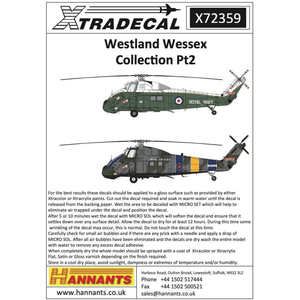 1:72 Westland Wessex Collection Pt2 Decals X72359 Xtradecal