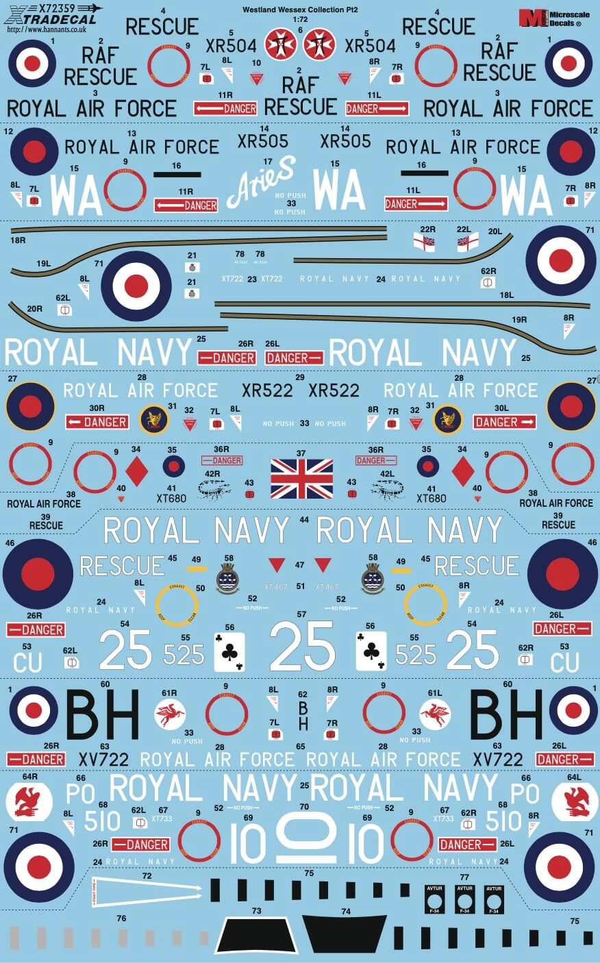 1:72 Westland Wessex Collection Pt2 Decals X72359 Xtradecal