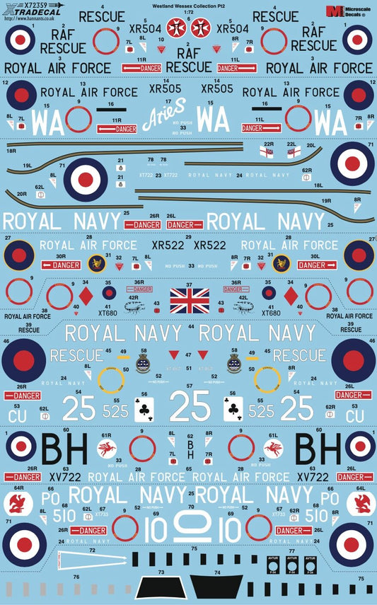 1:72 Westland Wessex Collection Pt2 Decals X72359 Xtradecal