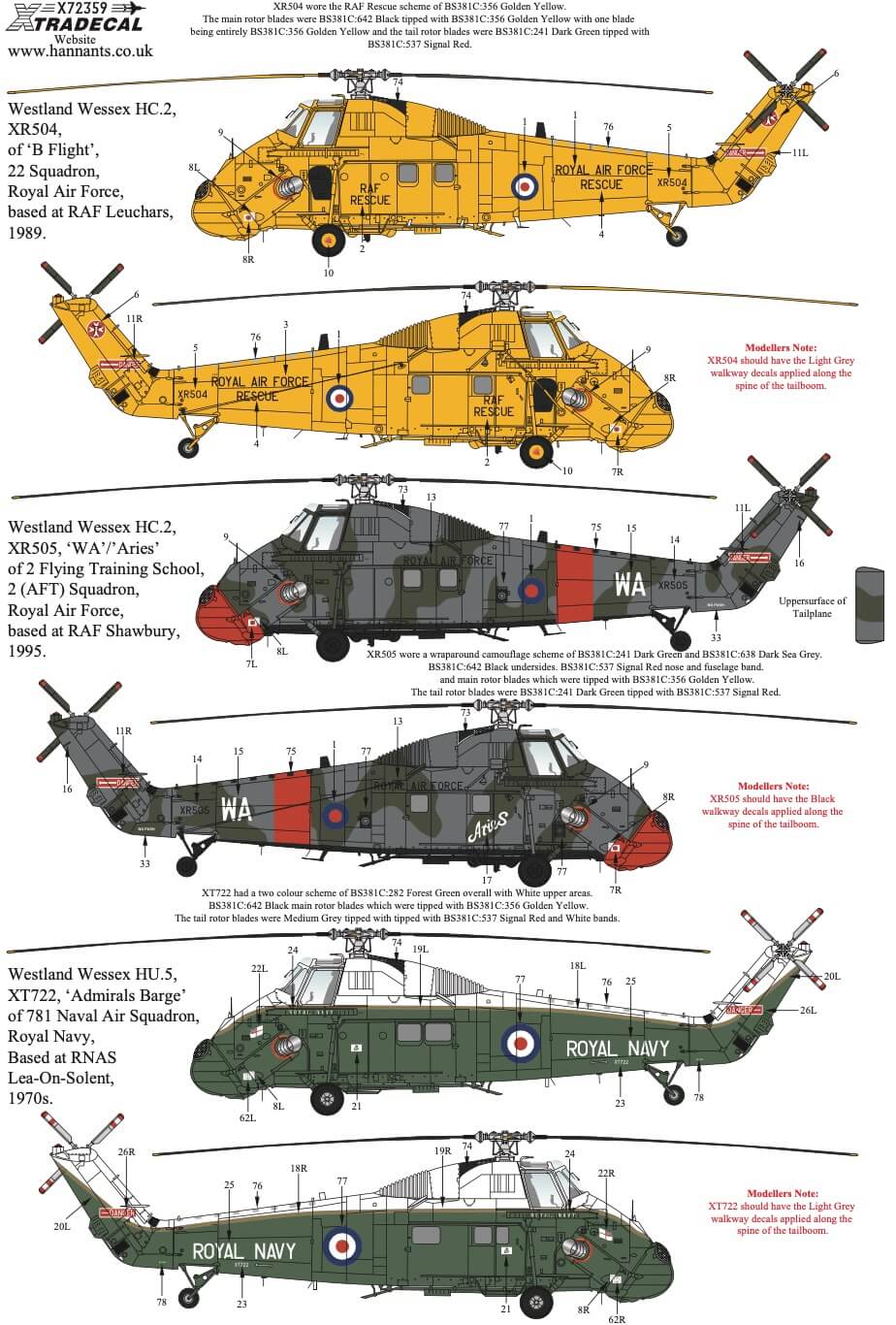 1:72 Westland Wessex Collection Pt2 Decals X72359 Xtradecal