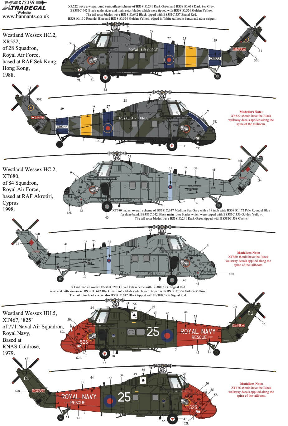 1:72 Westland Wessex Collection Pt2 Decals X72359 Xtradecal