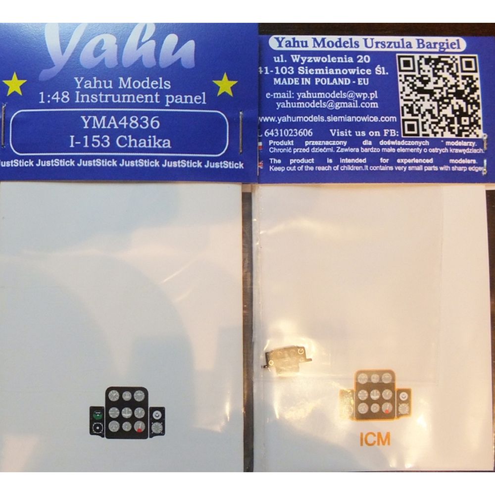Yahu Models YMA4836 I-153 Chaika Instrument Panel ICM 1/48