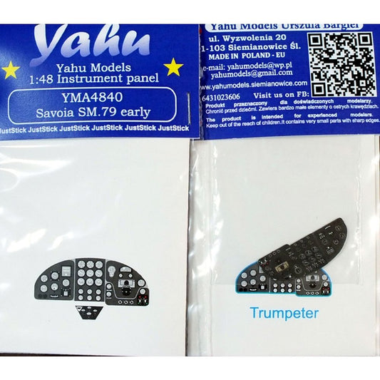 Yahu Models YMA4840 Savoia S.M.79 early Instrument Panel Trumpeter 1/48