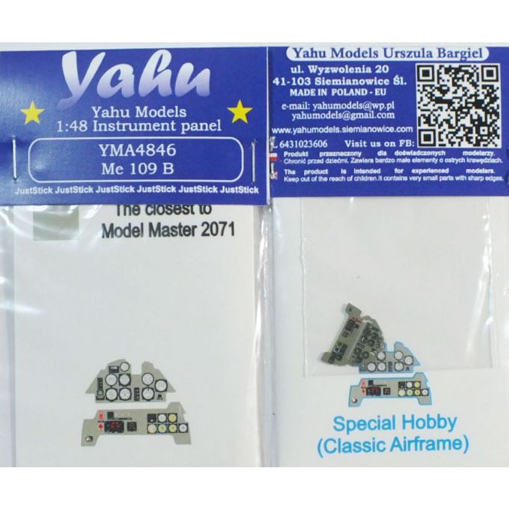 Yahu Models YMA4846 Me 109 B Instrument Panel Special Hobby 1/48
