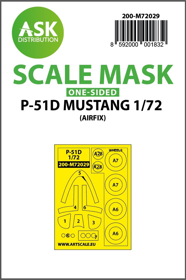 Art Scale 200-M72029 P-51D Mustang Masking Set for Airfix 1/72
