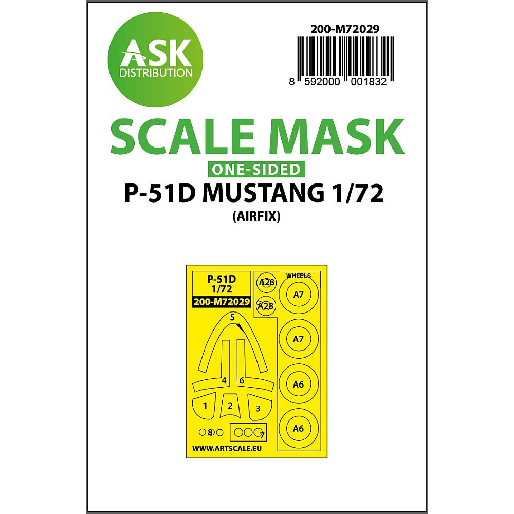 Art Scale 200-M72029 P-51D Mustang Masking Set for Airfix 1/72