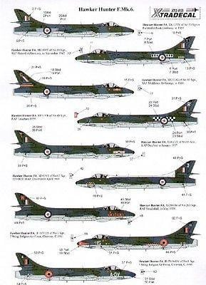 Xtradecal X72058 1/72 Hawker Hunter F.6 Model Decals - SGS Model Store