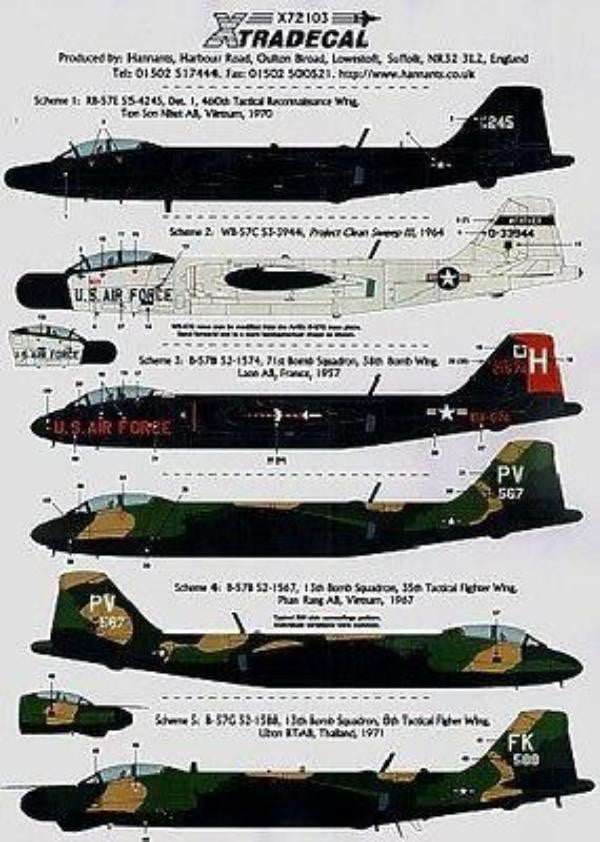 Xtradecal X72103 1/72 Martin B-57 Canberra Part 2 Model Decals - SGS Model Store