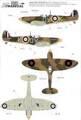 Xtradecal X72075 1/72 Supermarine Spitfire Mk.I/Mk.II Model Decals - SGS Model Store