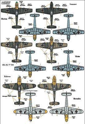 Xtradecal X72264 1/72 Messerschmitt Bf-109 Stab markings Pt 2 Model Decals - SGS Model Store