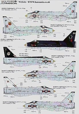Xtradecal X72097 1/72 BAC/EE Lightning F.3 Model Decals - SGS Model Store