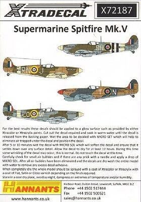 Xtradecal X72187 1/72 Spitfire Mk.Vb/c Model Decals - SGS Model Store