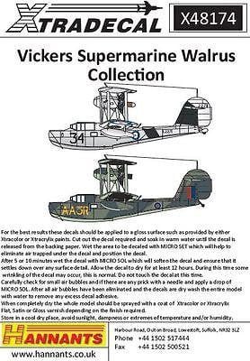 Xtradecal X48174 1/48 Vickers Supermarine Walrus Collection Model Decals - SGS Model Store