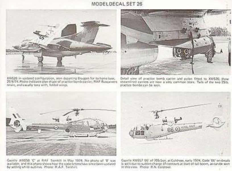 Modeldecal 26 1/72 Buccaneer, Hawker Hunter, Canberra, Gazelle Model Decals - SGS Model Store