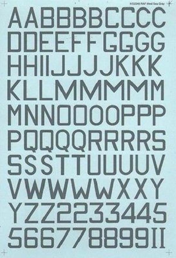 Xtradecal X48022 1/48 Medium Sea Grey RAF 24" and 30" Code Letters and Numbers - SGS Model Store