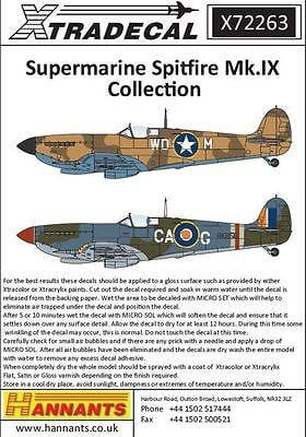 Xtradecal X72263 1/72 Supermarine Spitfire Mk.IX Collection Model Decals - SGS Model Store