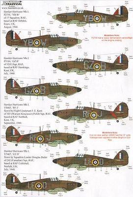 Xtradecal X72222 1/72 Hurricane Mk.I Battle of Britain 1940 Pt 1 Model Decals - SGS Model Store