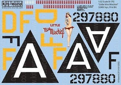 Kits-World KW132062 1/32 B17G Flying Fortress Little Miss Mischief Model Decals - SGS Model Store