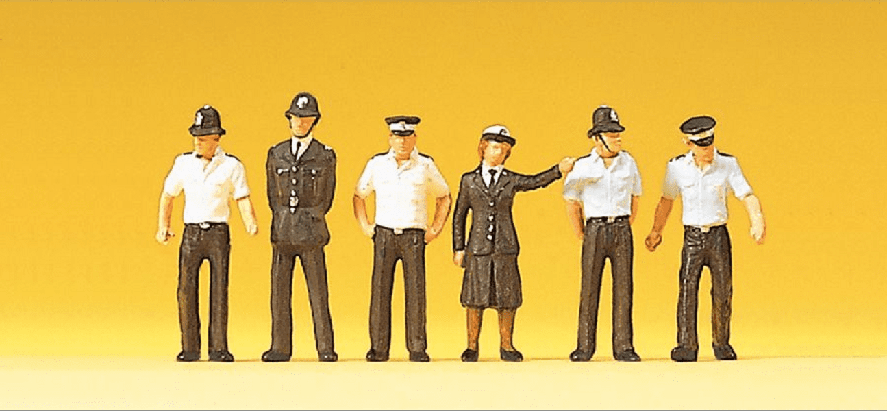 Preiser 10371 00/H0 British Police in Shirt Sleeves Model Railway Figures - SGS Model Store