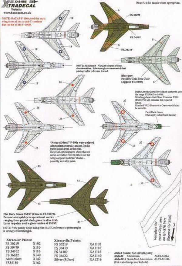 Xtradecal X48085 1/48 F-100D Super Sabre Pt 3 In Foreign Service Model Decals - SGS Model Store