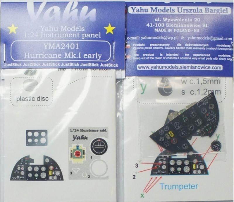 Yahu Models YMA2401 1/24 Hurricane Mk.I Instrument Panel for Trumpeter - SGS Model Store