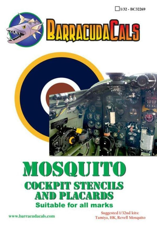 BarracudaStudios BC32269 1/32 Mosquito Cockpit Stencils and Placards Model Decals - SGS Model Store