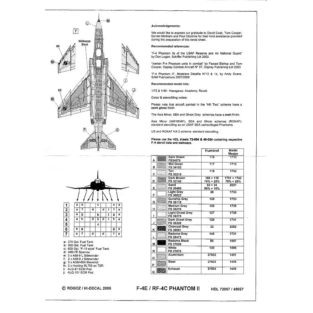 Hi-Decal Line 48-027 F-4E, RF-4C Phantom II 1/48