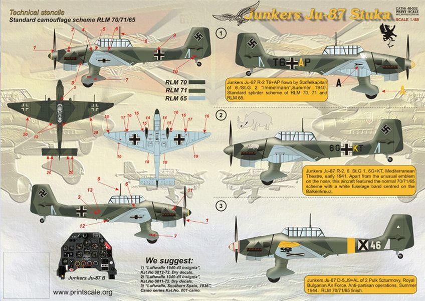 Print Scale 48-032 1/48 Junkers Ju-87 Stuka Model Decals - SGS Model Store