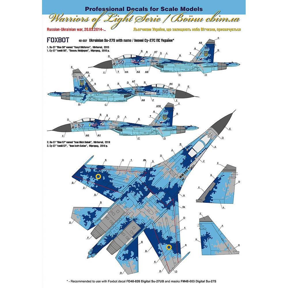 Foxbot 48-037 1/48 Warriors of Light Sukhoi Su-27 with Name