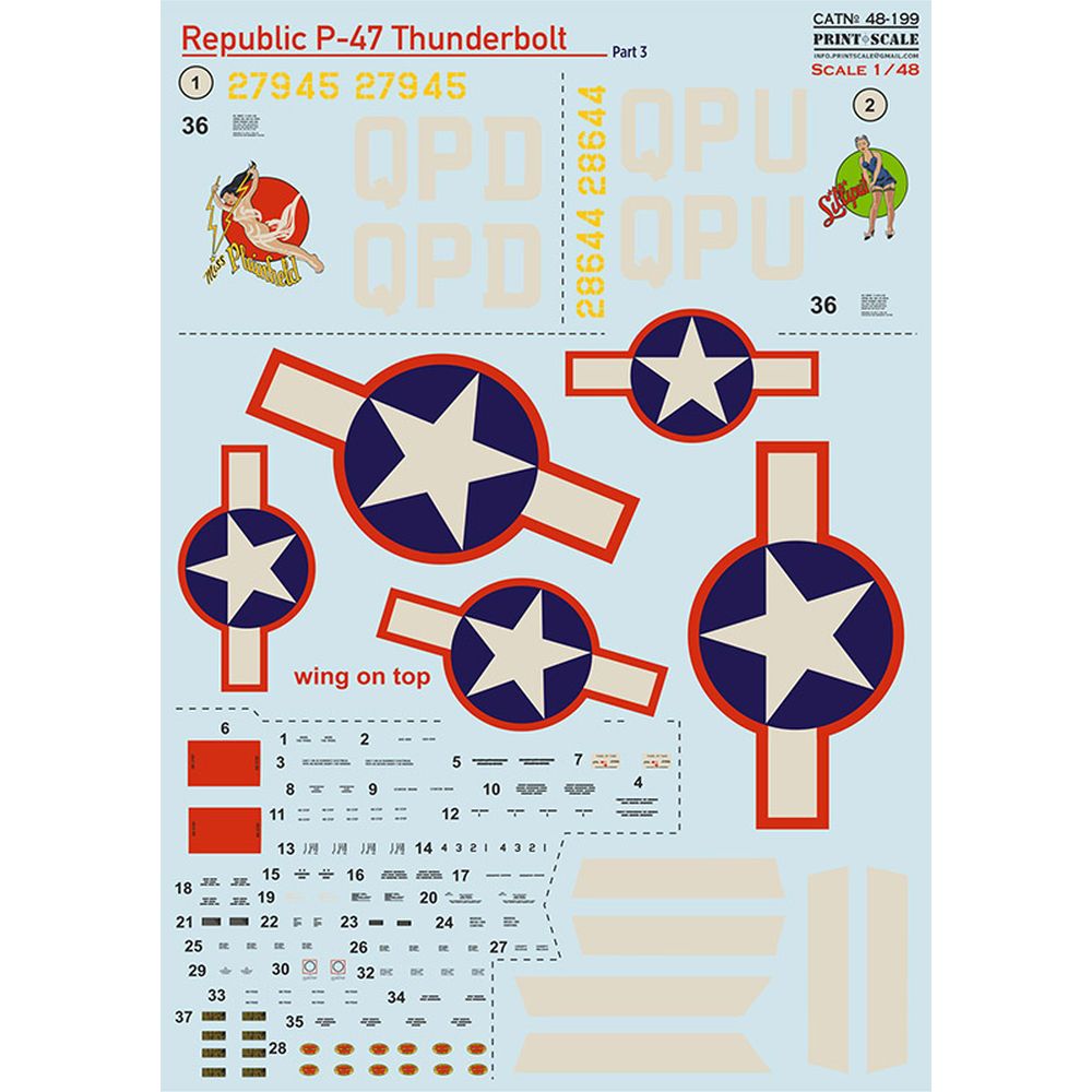 Print Scale 48-199 Republic P-47 Thunderbolt Part 3 Decals 1/48