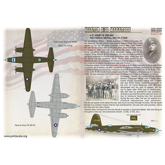 Print Scale 48-200 Martin B-26 Marauder Decals 1/48