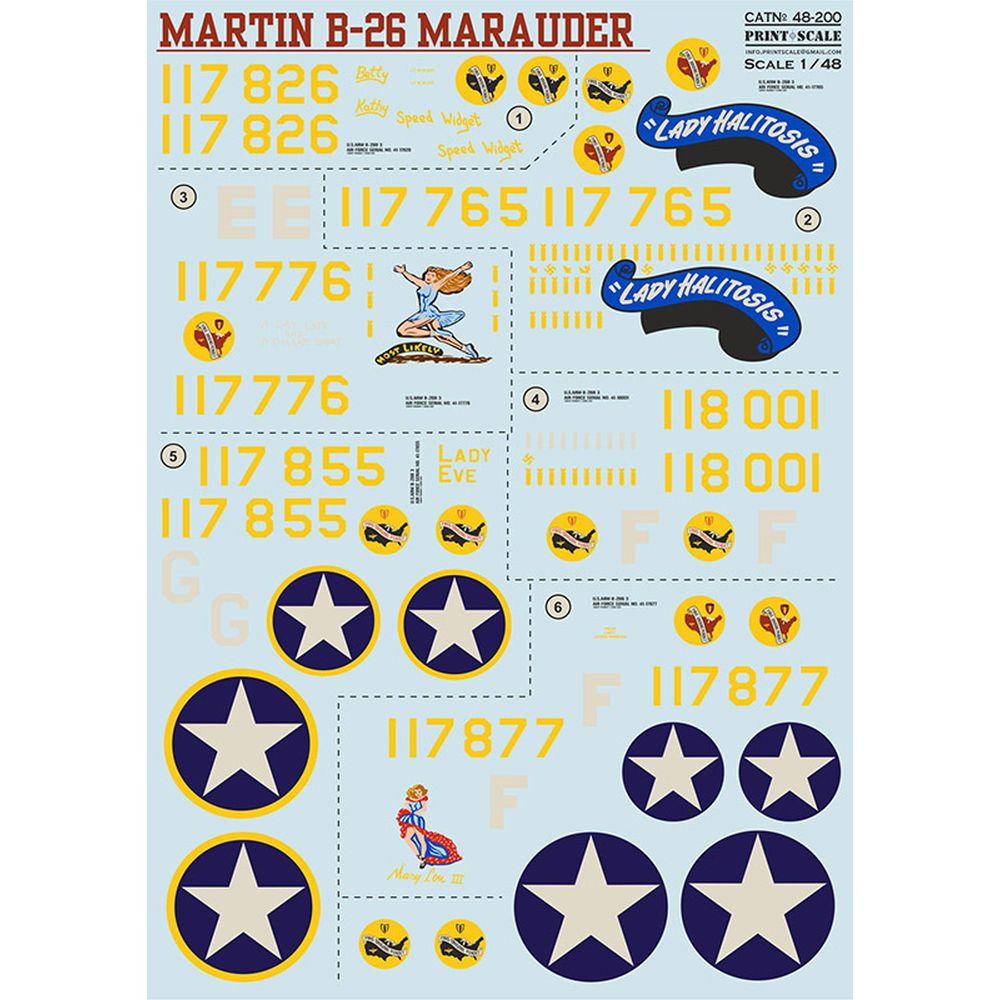 Print Scale 48-200 Martin B-26 Marauder Decals 1/48