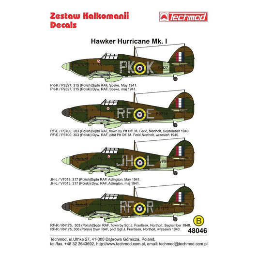 Techmod 48046 Hawker Hurricane Mk.I Decals 1/48