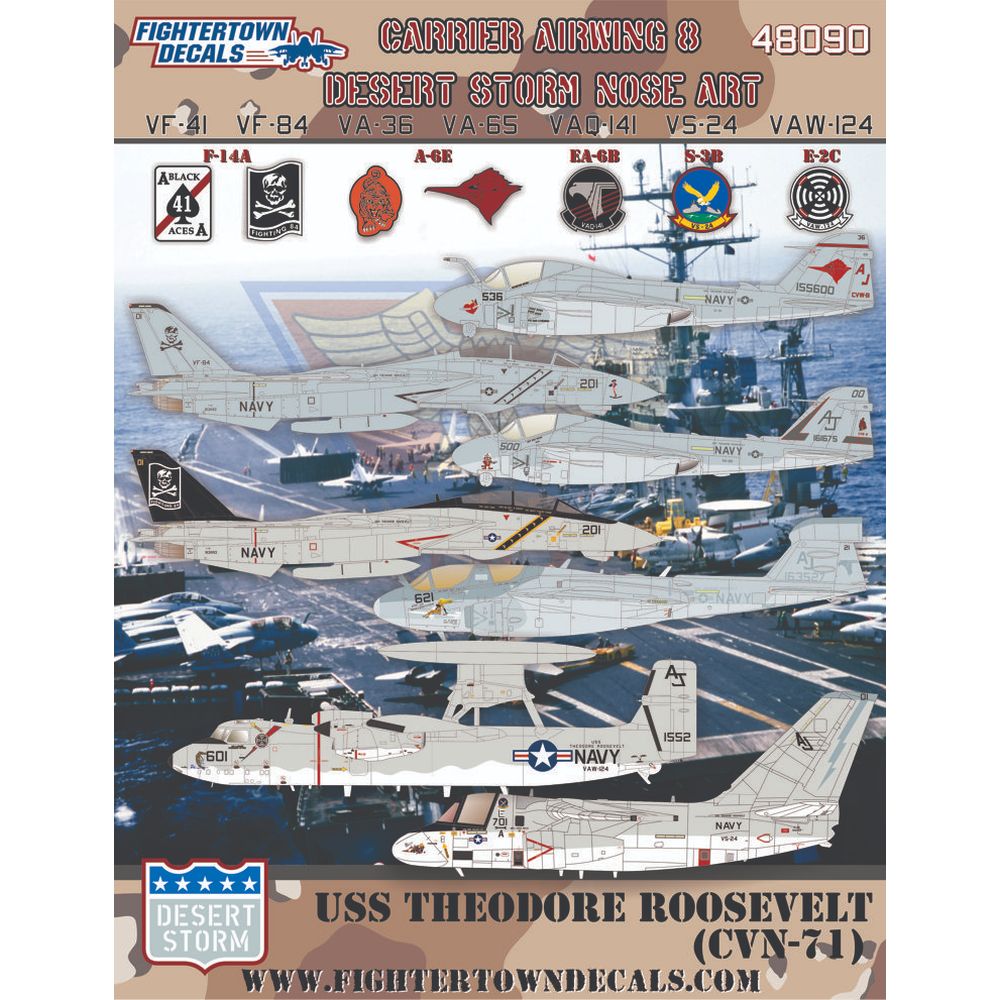 Fightertown Decals 48090 Carrier Air Wing 8 Desert Storm Nose Art 1/48
