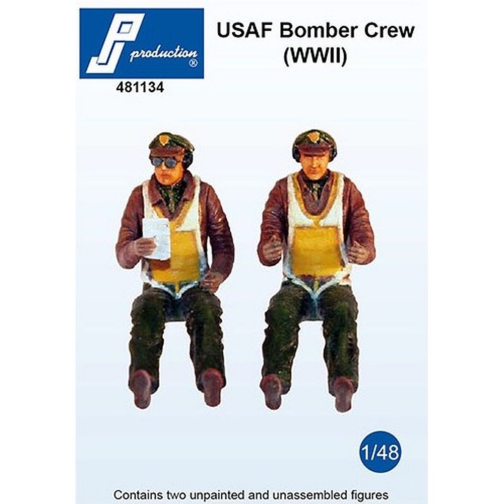 PJ Production 481134 USAF Bomber Crew seated in a/c (WWII) 1/48