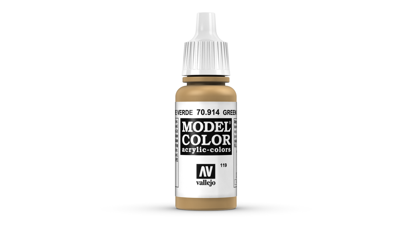Vallejo Model Color 70.914 Green Ochre Acrylic Paint 17ml bottle