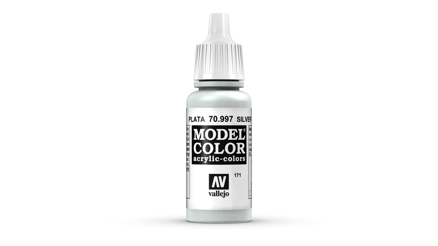 Vallejo Model Color 70.997 Silver Acrylic Paint 17ml bottle