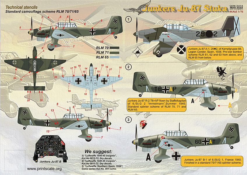 Print Scale 72-014 1/72 Junkers Ju-87 Stuka Model Decals