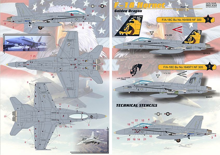 Print Scale 72-045 McDonnell-Douglas F-18 Hornet Part 2 Decals 1/72