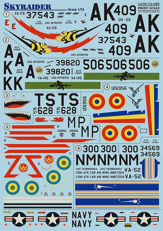 Print Scale 72-055 1/72 Douglas Skyraider Model Decals