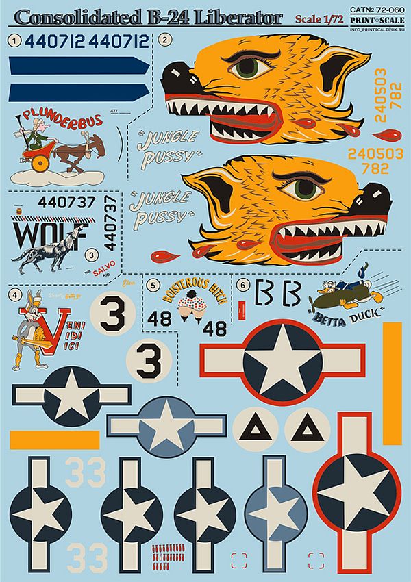 Print Scale 72-060 1/72 Consolidated B-24 Liberator Model Decals