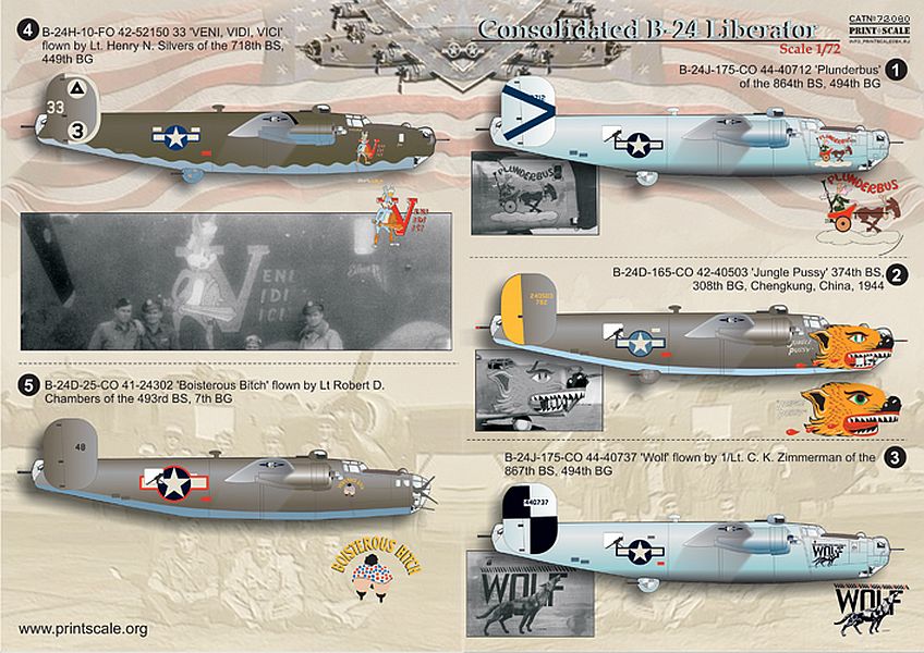 Print Scale 72-060 1/72 Consolidated B-24 Liberator Model Decals