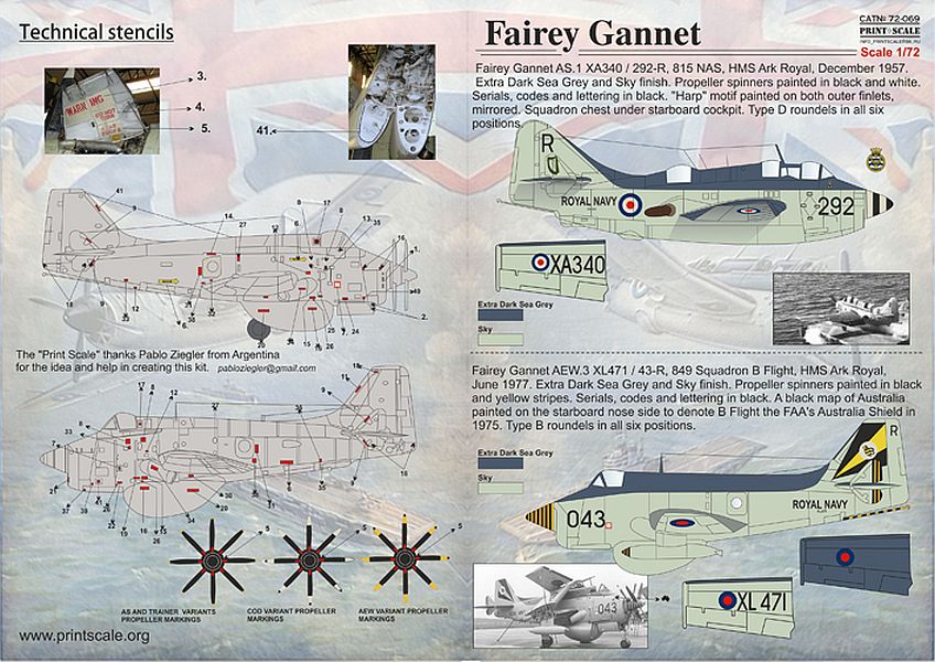 Print Scale 72-069 Fairey Gannet Decals 1/72