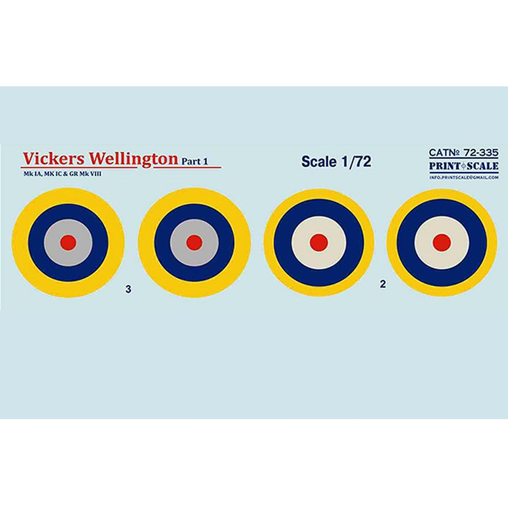 Print Scale 72-335 1/72 Vickers Wellington Part 1 Decals