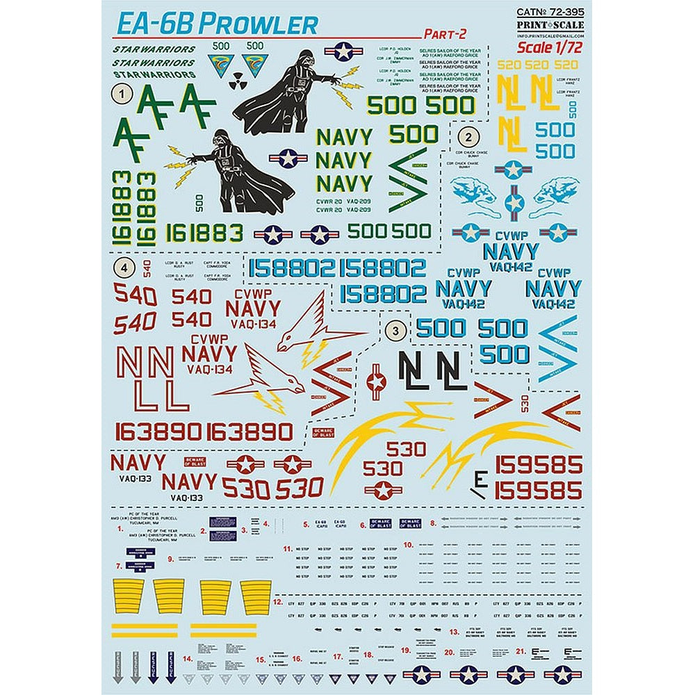 Print Scale 72-395 1/72 Grumman EA-6B Prowler Part 2 Decals