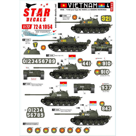 Star Decals 72-A1054 Vietnam # 4. NVA Decals 1/72