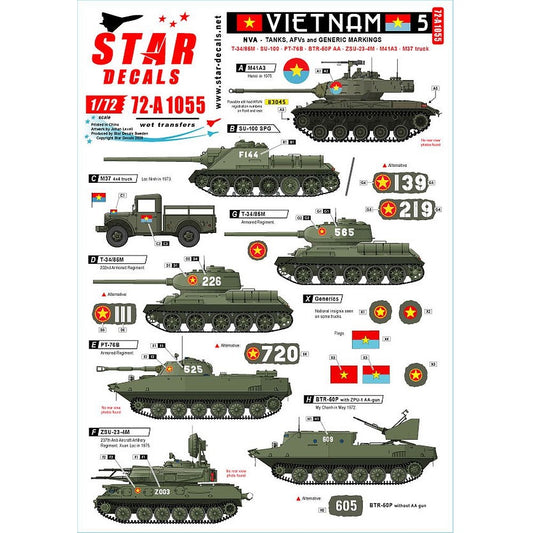 Star Decals 72-A1055 1/72 Vietnam # 5. NVA Decals