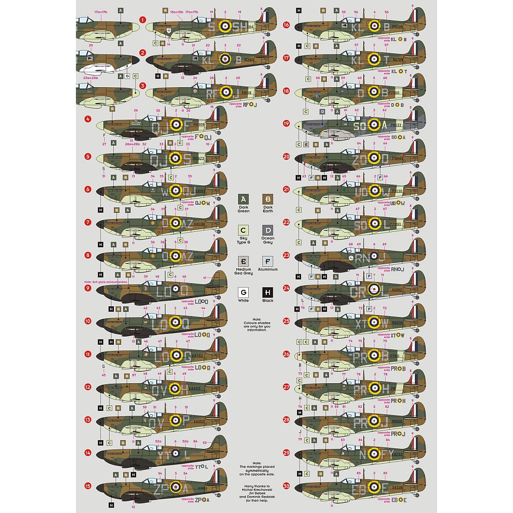 DK Decals 72045U Spitfire Mk.I/II Aces 1/72