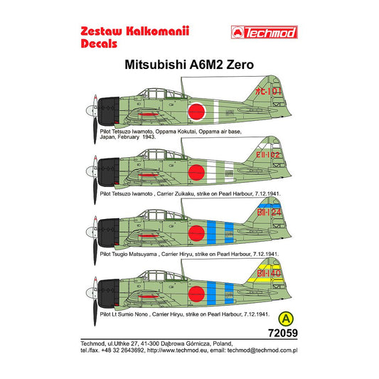 Techmod 72059 Mitsubishi A6M2 Zero Decals 1/72